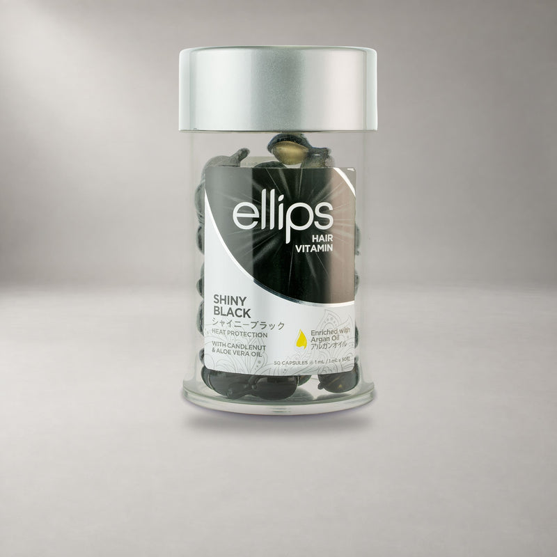 Ellips Shiny Black -hiusöljykapselit, 50 kapselin purkki