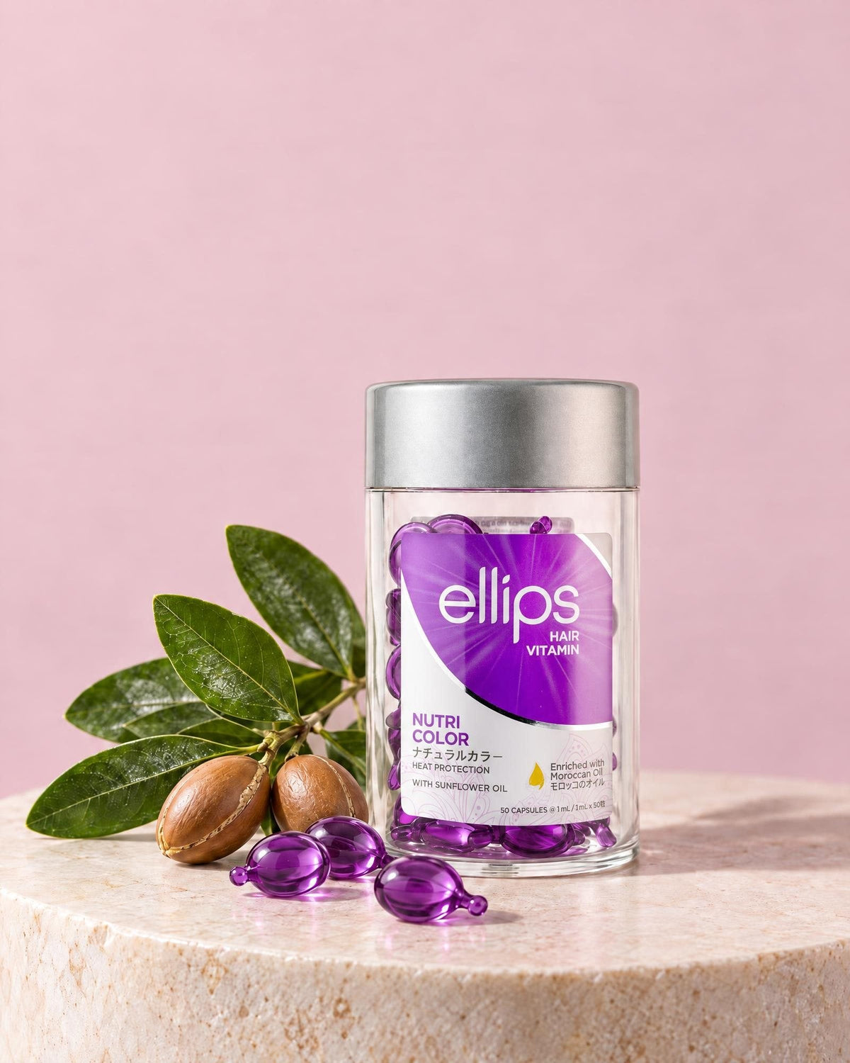 Ellips Nutri Color -purkki ja koostumuksen pääainesosat